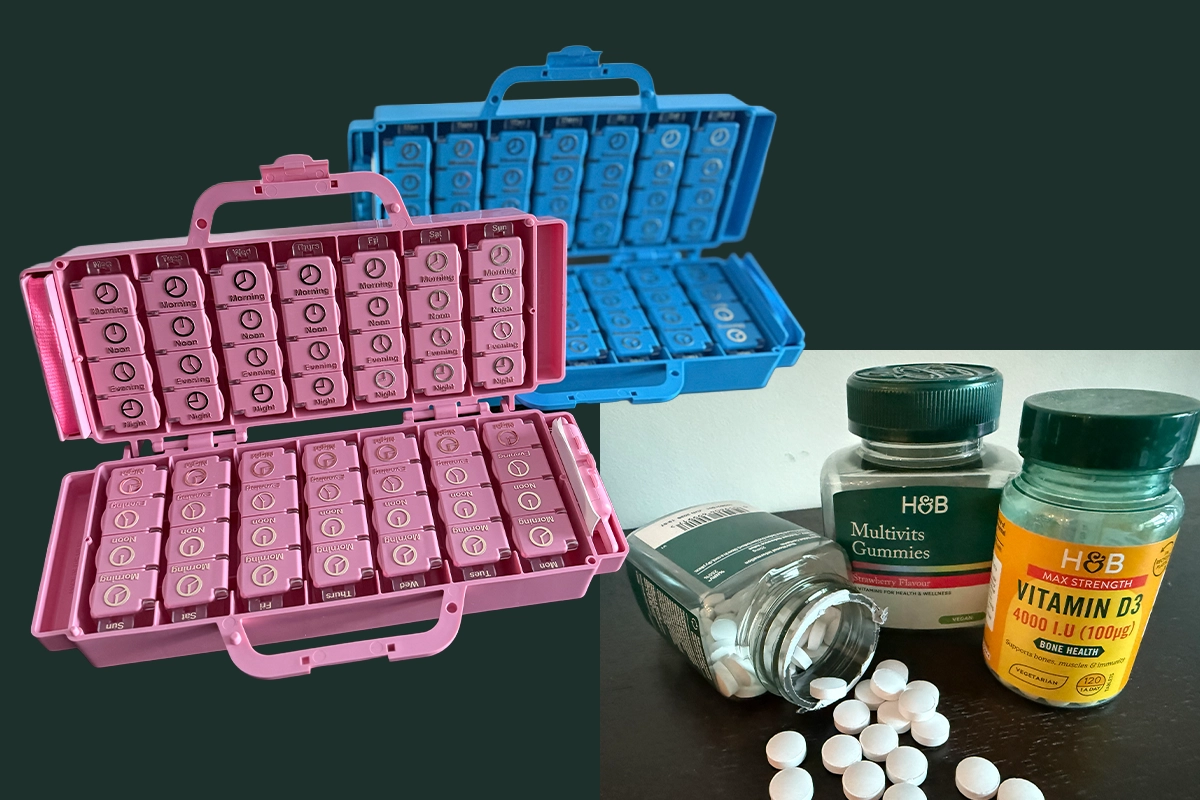 girl is holding a pills case