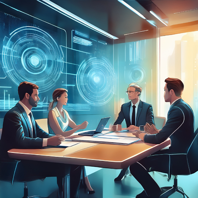Futuristic image of the team meeting